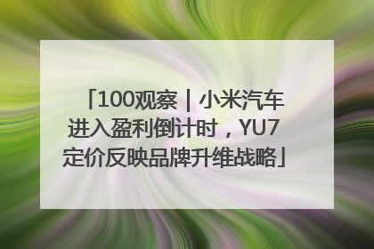 100观察｜小米汽车进入盈利倒计时，YU7定价反映品牌升维战略